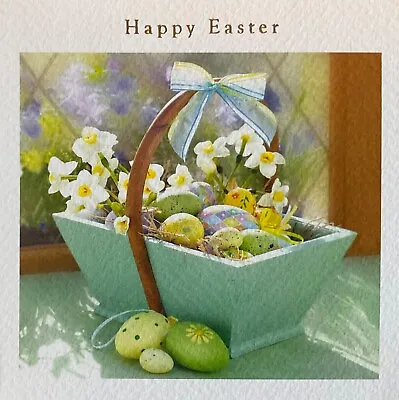 Pack Of 5 Easter Cards~tracks~flowers & Eggs In Wooden Trug Basket • £4.45