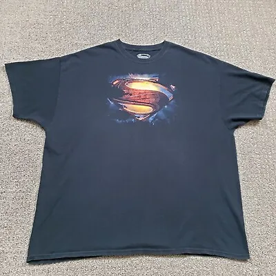 SUPERMAN Shirt Mens 2XL Black Man Of Steel Movie Promo Logo Graphic Short Sleeve • $23.99