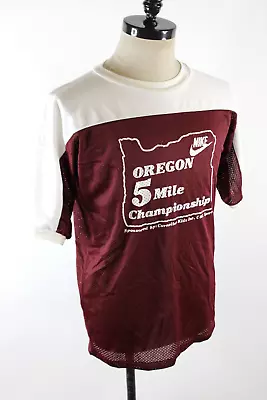 Vintage 80s Nike T-Shirt Mesh Jersey Oregon 5 Mile Championship Men's XL USA • $39.96