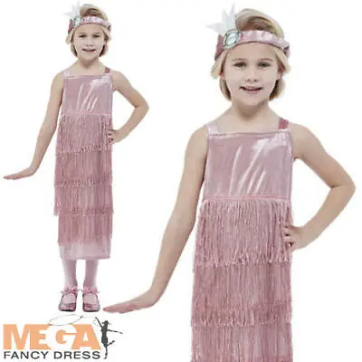 20s Pink Flapper Girl Kids Fancy Dress 1920s Gatsby Charleston Girls Costume  • £15.99