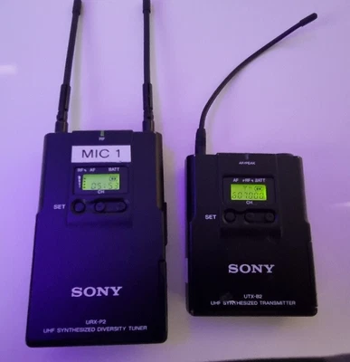 £193 • Buy Wireless Lav Mic Pack UTX-B2 / URX-P2 Transmitter And Receiver With Sony Mic