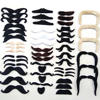 48pcs Funny Costume Mustache Pirate Halloween Fake Beard Whisker Party Suppl__- • $7.34