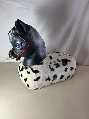 Vintage Rubber Face Horse Ride On Plush Toy On Wheels Spotted Pony • $84.99
