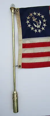 Vintage Boat Deluxe Polished Brass Flag Pole And Light Works Nautical • $124.99