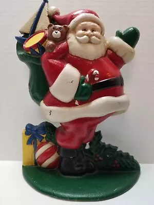 Vintage Santa Claus Door Stop Cast Iron 9  Tall Midwest Of Cannon Falls Heirloom • $24.99
