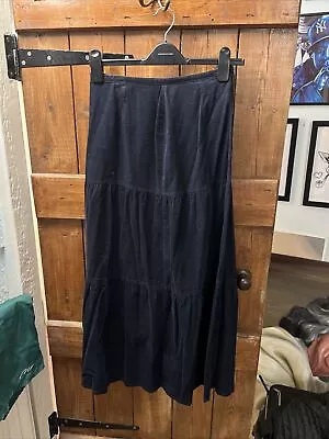 Laura Ashley Navy Needle Cord Maxi Skirt Size 8 Uk (eu 34) • £20