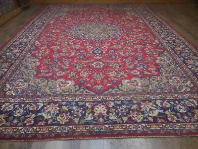 Authentic Geometric Vintage Turkish Wool Farmhouse Village Made Rug 9x12.8 Ft • $4