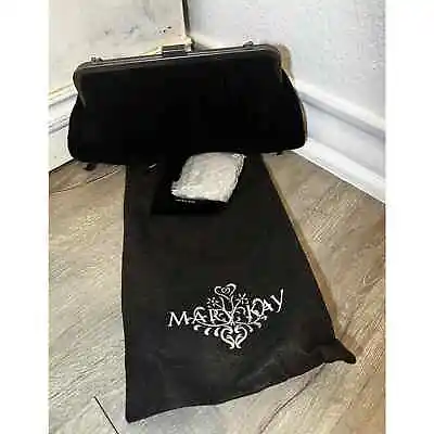 Mary Kay Black Velvet Evening Purse Clutch Bag Silver Chain Black Mirror New • £10.12