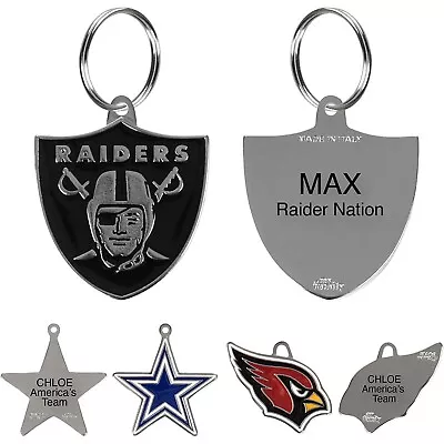 NFL Engraving Pet ID Tags In 32 Team Logo Shapes Personalized For Dogs And Cats • $21.99