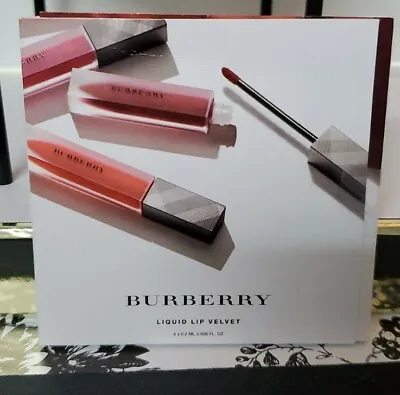 $6.50 • Buy Burberry Liquid Lip Velvet Sample Card 4 Shades With Brush New