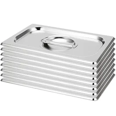 8 Pack 1/4 Size Steam Table Lid Hotel Pan Cover With Handle Stainless Steel St • $56.99