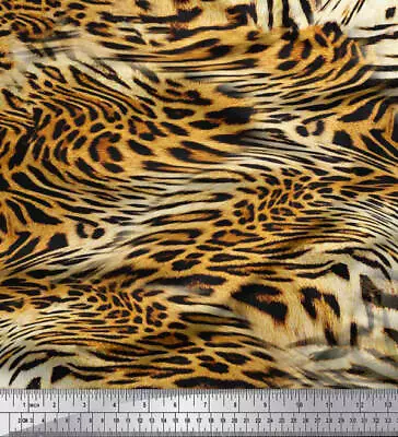 Soimoi Orange Velvet Fabric Leopard & Tiger Animal Skin Print Sewing-Xo0 • $11.58