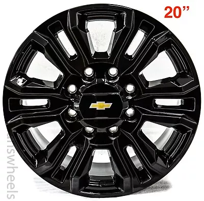 4 Chevy Silverado HD 2500 3500 8 Lug 8x180 20” Gloss Black Wheels Rims 5957 • $1295