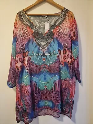 BNWT W Lane Ladies Abstract Kaftan Summer Beach Pool Size 20 • $32.99