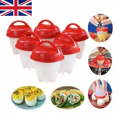 6x Egg Boiler No Messy Shells Silicone Hard Boiled Egg Cooker Daily Use • £4.55