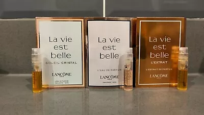 3 X Lancome Ladies Samples La Vie Est Belle Soleil Cristal & L'Extrait Sprays • £6.99