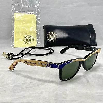 Ray Ban B&L USA Sport Wayfarer 1994 Lillehammer Olympic Games Sunglasses W/ Cord • $375