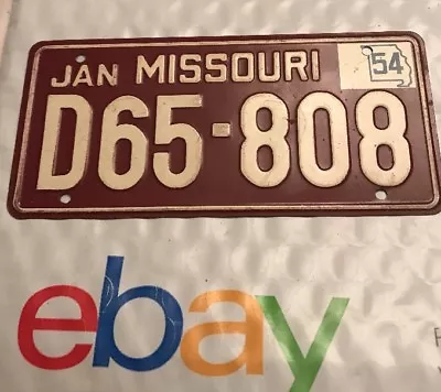 Vintage 1954 MISSOURI D65-808 Bicycle License Plate Wheaties Cereal • $9.99