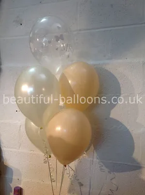 15x Champagne Bubbles & Ivory Mr & Mrs Pearlised Balloons (Helium Quality) • £7.50