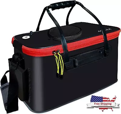 Fishing Bucket Foldable Portable EVA Live Well Fresh Fish Bait Tank 6 Gallon • $37.89