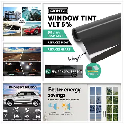 5% VLT Window Tint Film Black Roll Car Auto Home 76cm X 7m Tinting Tool DIY New • $16