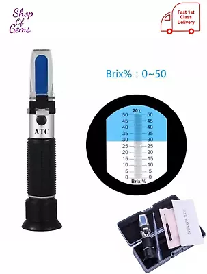 Refractometer Brix Sugar 0-50% Meter Tester Scale Beer Honey Fruit • £14.40