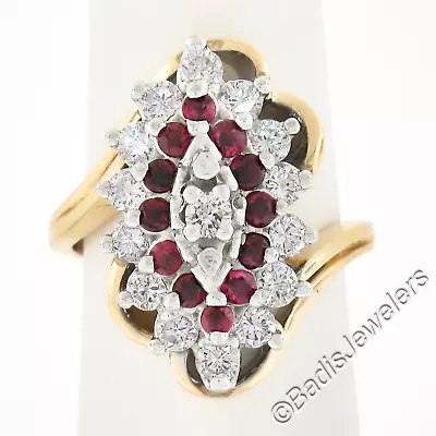 Vintage H. Stern 14K Gold 1.60ctw Ruby & Diamond Marquise Shape Cocktail Ring • $2120