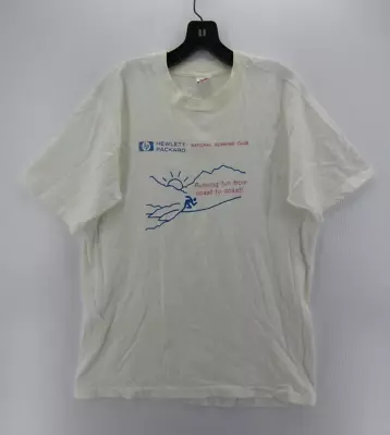 VINTAGE HP Hewlett Packard Shirt Men Large White Computers Single Stich 90s * • $17.79