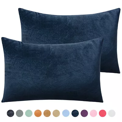 Velvet Pillowcases Set Of 2 Ultra Soft Pillow Case Cushion Cover Queen King Size • $15.69