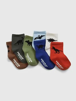 NEW GAP Toddler Dinosaur Multicolor Print Crew Socks (7-Pack) Size 4-5 YRS • £16.08