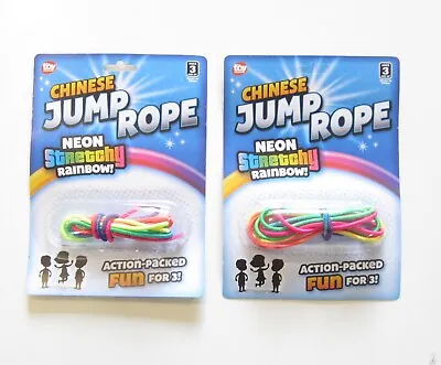 $7.25 • Buy 2 New Chinese Jump Ropes Multi Colored Neon Elastic Jump Rope Classic Toy