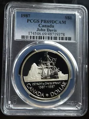 1987 $$1  Pcgs Pr69dcam Silver Canada Dollar Silver Dollar Canadian Proof Coin • $16.50