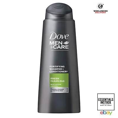 Dove Men + Care Fresh Clean 2 In 1 Shampoo 400ml Each Caffeine Mens Hair • £3.99