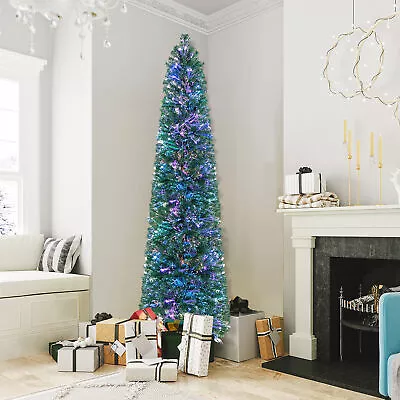 7FT Fiber Optic Artificial Christmas Tree Slim Xmas Tree W/Colorful Lights • $69.99