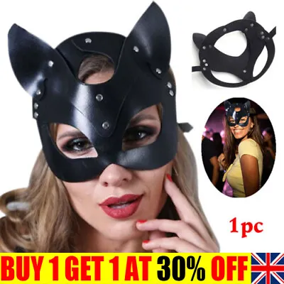 £0.01 • Buy Women Sexy Cat Mask Half Face Fox Cosplay Leather Mask Party Masquerade Fancy SA