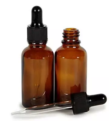 4 Oz Amber Glass Bottles + Glass Eye Droppers 2 Sets • $12.88