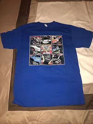 A17- Monster Jam 2018 World Finals Vegas Blue T-shirt  Sz Medium • $10.95