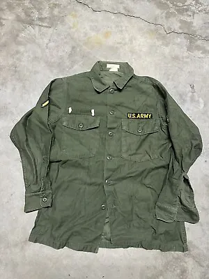 US Army Vietnam Mens Shirt Size 15.5 X 31 Longs Sleeve Vintage Green • $24.99