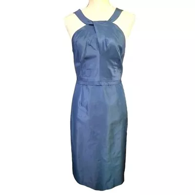 J.crew Dress Womens 10 Blue Silk Taffeta Gracie Blakely Halter Formal Ladies* • $39.98