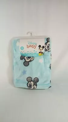 Disney Baby Aqua Blue Soft & Cuddly Mickey Mouse Baby Blanket  30 X 40 • $12