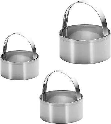 3 Pieces Round Biscuit Cutter With Handle - Stainless Steel Round Circle Doughnu • $8.24