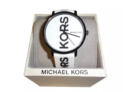 MK2829 Womens Authentic Charley Silicone Michael Kors Watch White Black 42mm GC • $34.99