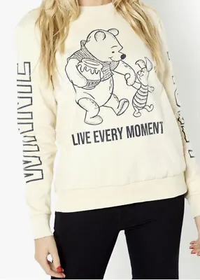 New Womens Disney Winnie The Pooh Logo Sweatshirt Jumper Size UK 8/10 • £16.99