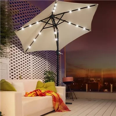 7.5/9/10FT Patio Market Umbrella With LED Solar Lights/Push Button Tilt/Crank • $64.99