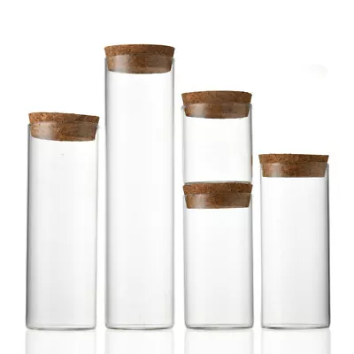 3ml - 650ml Small Glass Bottle Jars Empty Wide Opening Transparent Cork Bottles • $3.10