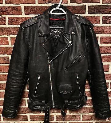 Vtg SHAF LEATHER KING Motorcycle JACKET Men (M) BIKER Zip Out Liner EXCELLENT!! • $125