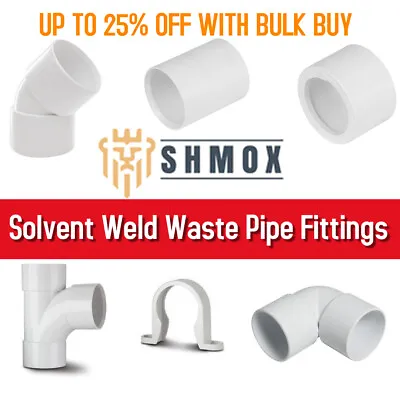 32MM & 40MM UPVC Solvent Weld Waste Pipe Fittings Black White & Grey Bulk! • £6.50