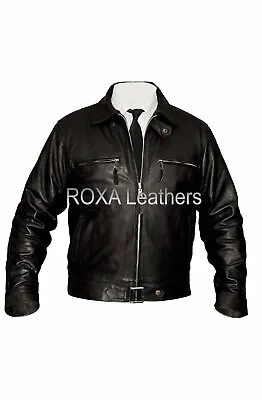 Best Selling Men's Soft Genuine Cowhide Real Leather Jacket Black Biker Cow Coat • $128.64