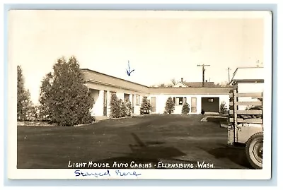 1947 Light House Auto Cabins Ellensburg WA Otter Rock OR RPPC Photo Postcard • $29.97