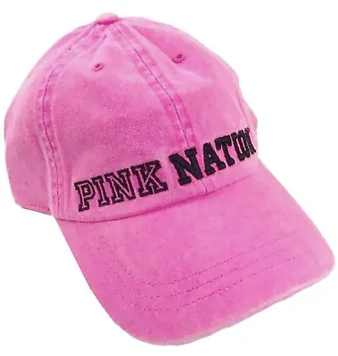 Nwt Victoria's Secret Pink Nation Cap Hat O/s Baseball Bright Pink Adjustable • $14.95